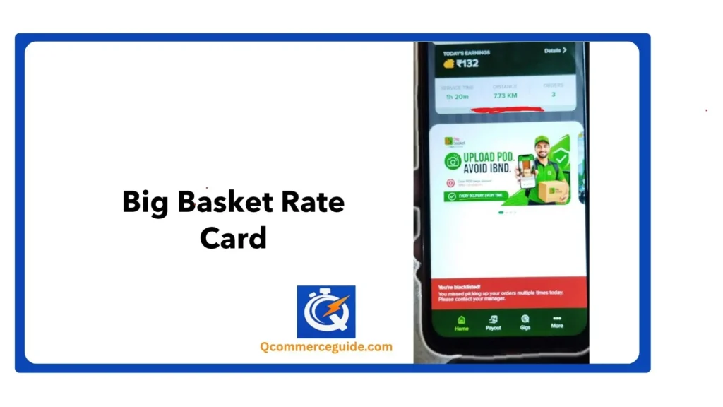 Screen shot of Big Basket rate card; 