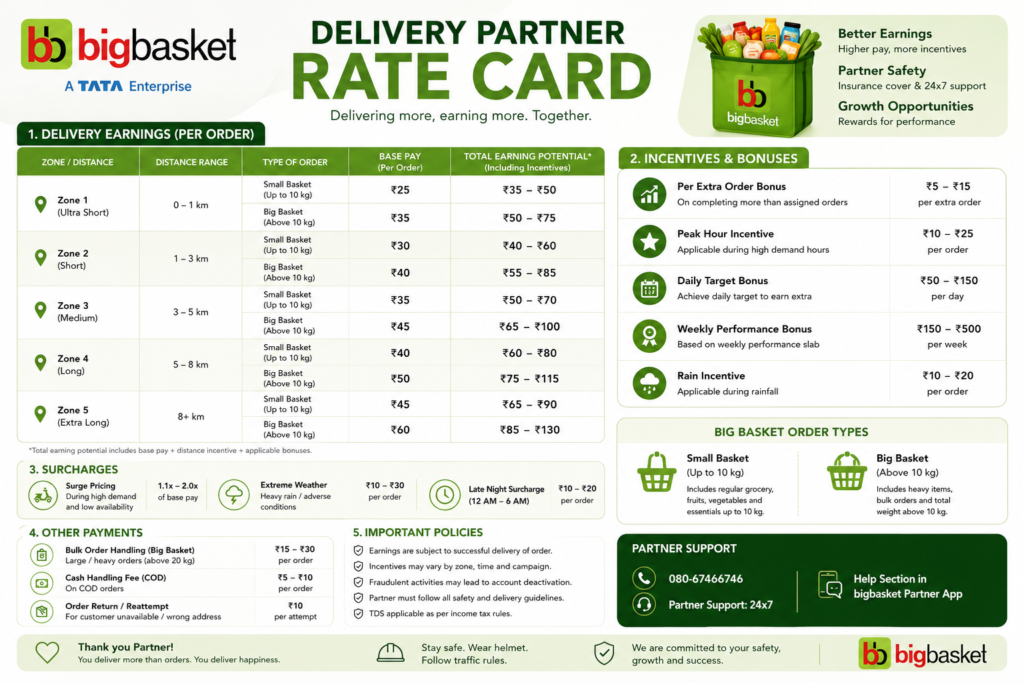 Big Basket Rate Card 