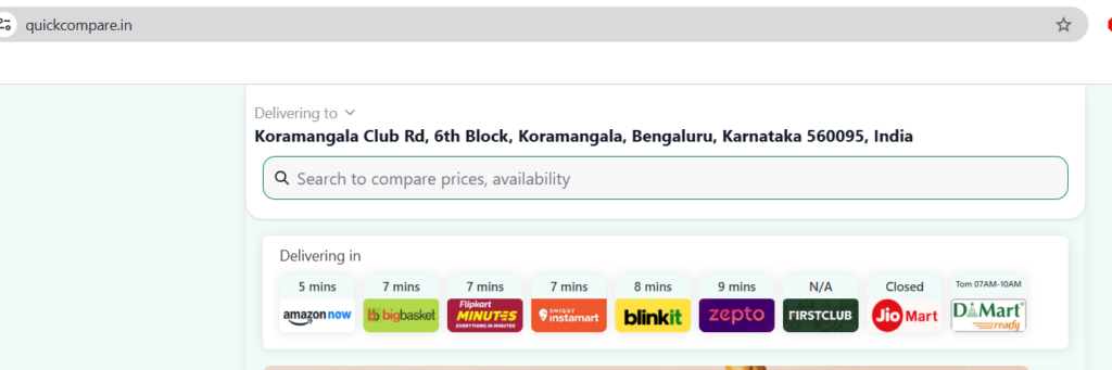 Koramangala Area Quick Service Provider;